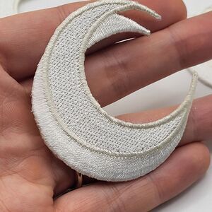 Pcs 7 Iron on White Moon Applique Patches 2.25in